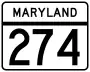 Maryland Route 274 marker