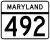 Maryland Route 492 marker