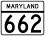 Maryland Route 662 marker