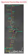 Rover Map of Opportunity's route on Mars (Sol 2055, January 24, 2009) (Archive to Sol 3342, June 21, 2013 Current).