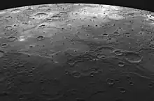 Image 22Lava-flooded craters and large expanses of smooth volcanic plains on Mercury (from List of extraterrestrial volcanoes)