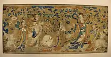 Song dynasty brocade depicting the Moon Goddess Chang'e and Attendants