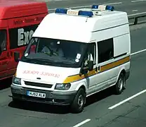 A Ford Transit (2000) of the service police of the UK.