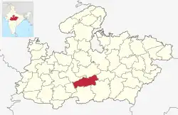 Location of Hoshangabad district in Madhya Pradesh