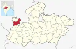 Location of Mandsaur district in Madhya Pradesh