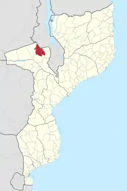 Macanga District on the map of Mozambique