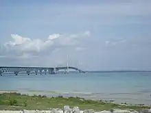 Line 5 passes underneath the Straits of Mackinac