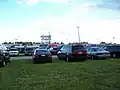 Madison International Speedway grandstands from the parking lot