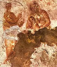 Mary nursing the Infant Jesus. Early image from the Catacomb of Priscilla, Rome, c. 2nd century