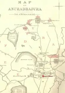 Map of Anurudhapura, the city that included the Mahvihara