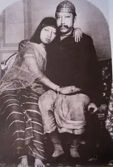 Maharaja Birchandra with the queen Maharani Manamohini in 1880