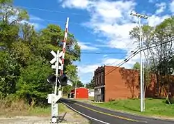 Main Street crossing the railroad tracks in Cedar Hill