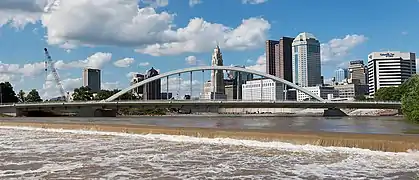 The Main Street Bridge in Columbus, OH is the only inclined-arch suspension bridge in North America.