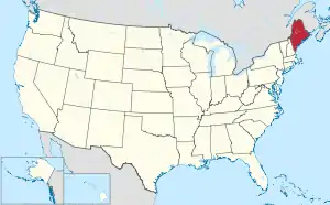 Map of the United States highlighting Maine