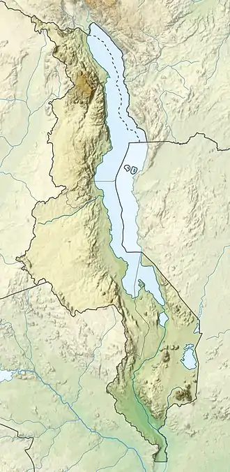 Map showing the location of Majete Wildlife Reserve