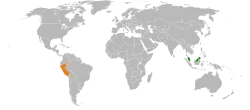 Map indicating locations of Malaysia and Peru