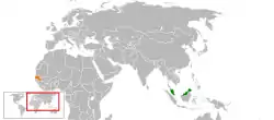 Map indicating locations of Malaysia and Senegal