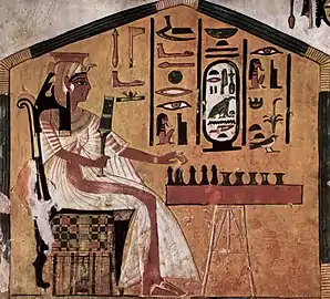 Nefertari from her tomb scene, playing Senet