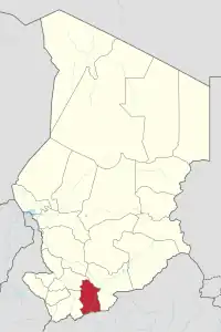 Map of Chad showing Mandoul.