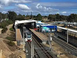 Long shot of Mandurah station from bridge