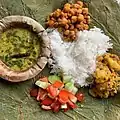 South Indian meal served on dried mantharai ilai