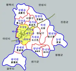 Seobuk-gu is located in the northwestern part of Cheonan.