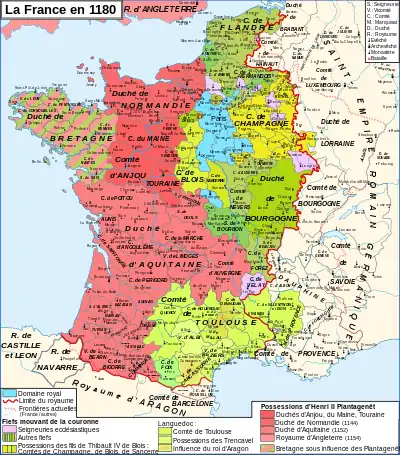 France at the end of the 12th century   French royal domain