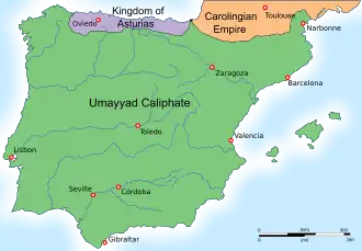 Iberian peninsula map (750 AD)