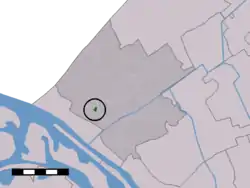 The town centre (dark green) and the statistical district (light green) of Heenweg in the municipality of Westland.