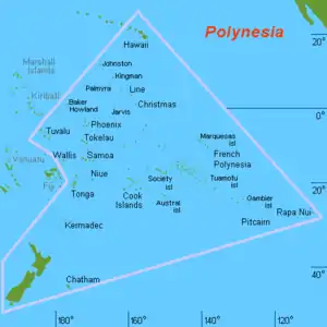 Image 41Polynesia is generally defined as the islands within the Polynesian Triangle. (from Polynesia)