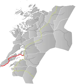 Map of northern Trøndleag county showing the location of Fv755.