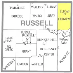 Location of Fairview Township in Russell County