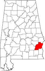 Map of Alabama highlighting Barbour County