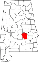 Map of Alabama highlighting Montgomery County