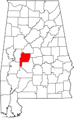 Map of Alabama highlighting Perry County