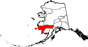 Map of Alaska highlighting Bethel Census Area