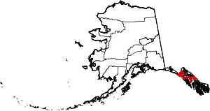 Map of Alaska highlighting Hoonah-Angoon Census Area