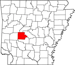 Map of Arkansas highlighting Garland County