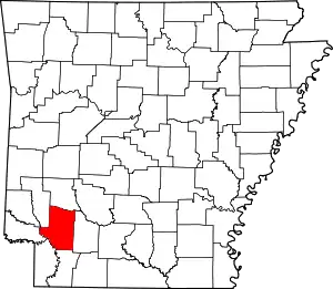 Map of Arkansas highlighting Hempstead County