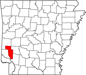 Map of Arkansas highlighting Howard County