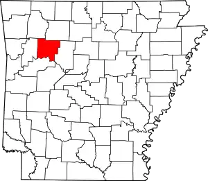 Map of Arkansas highlighting Johnson County