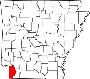 Map of Arkansas highlighting Miller County