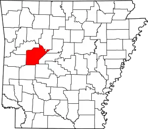 State map highlighting Yell County