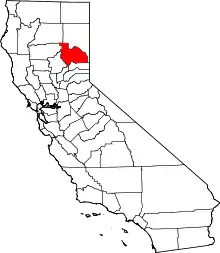 State map highlighting Plumas County