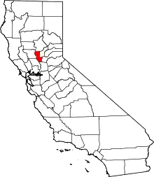 State map highlighting Sutter County