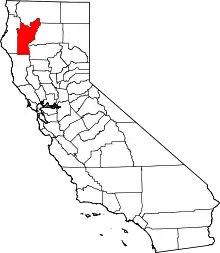 State map highlighting Trinity County