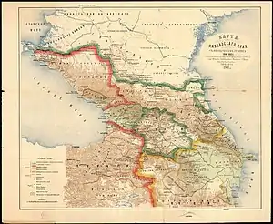 Map of countries in the Caucasus including Kazakh sultanate in 1801