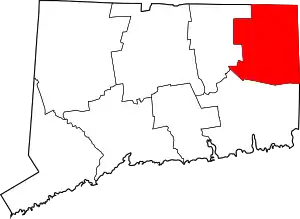 State map highlighting Windham County