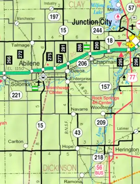 KDOT map of Dickinson County (legend)