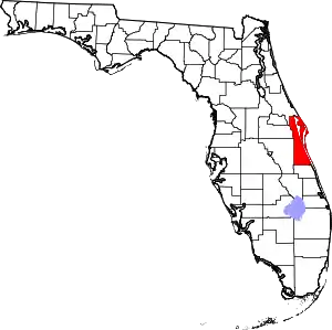 Map of Florida highlighting Brevard County